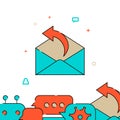 Email reply, letter filled line icon, simple vector illustration