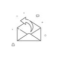 Email reply simple vector line icon. Symbol, pictogram, sign isolated on white background. Editable stroke