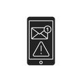 Email scam black glyph icon on white background. Web fraud. Mailing of letters. Spamming attack. Pictogram for web page, mobile Royalty Free Stock Photo