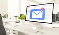 email screen mockup computer in loft office Royalty Free Stock Photo