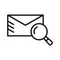 Email search icon. Envelope and magnifier, magnifying glass