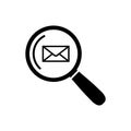 Email search Icon in flat style Mail search symbol Royalty Free Stock Photo