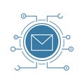 Email security flat linear long shadow icon