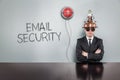 Email security text with vintage businessman