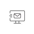 Email send line icon. Electronic letter, web correspondence send icon. Isolated