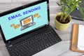 Email sending concept on a laptop Royalty Free Stock Photo