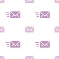 Email sending message seamless purple on white pattern background mail message correspondence Royalty Free Stock Photo