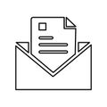 Email, sent, letter, newsletter outline icon. Line art sketch Royalty Free Stock Photo