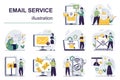 Email service concept with character situations mega set. Vector illustrations Royalty Free Stock Photo