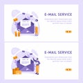 Email service isometric vector illustration. Electronic mail message concept as part of business marketing. Royalty Free Stock Photo