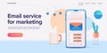 Email service isometric vector illustration. Electronic mail message concept as part of business  marketing. Webmail or mobile Royalty Free Stock Photo