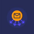 email service, mail distribution icon, flat vector