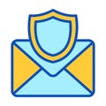 Email Shield Flat Colored Icon for Secure Mail Protection Royalty Free Stock Photo