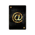 Email. Sign.. Alphabet on vintage playing cards. Isolated on white background