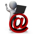 Email Sign And Laptop Shows Correspondence Royalty Free Stock Photo