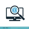 Email Sign Screen and Magnifying Glass Icon Vector Logo Template Illustration Design. Vector EPS 10