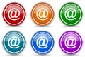 Email silver metallic glossy icons, set of modern design buttons for web, internet and mobile applications in 6 colors options Royalty Free Stock Photo