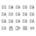 Email in simple outline icon set Royalty Free Stock Photo