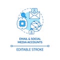 Email and social media account blue concept icon