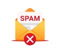 Email SPAM, vector icon. Envelope with spam. Email box hacking, spam warning