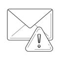 Email spam with warning sign line icon. Royalty Free Stock Photo