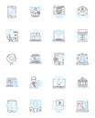 Email strategy linear icons set. Campaigning, Deliverability, Segmentation, Targeting, Optimization, Engagement