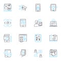 Email strategy linear icons set. Campaigning, Deliverability, Segmentation, Targeting, Optimization, Engagement