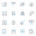 Email strategy linear icons set. Segmentation, Personalization, Automation, Engagement, Analytics, Conversions
