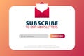 Email subscribe, online newsletter, submit button. Envelope and subscribe button. UI UX design. Vector illustration. Royalty Free Stock Photo