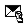 Black solid icon for Email subscription, communication and envelope Royalty Free Stock Photo