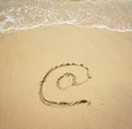 Email symbol on beach Royalty Free Stock Photo