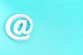 Email symbol on blue background. Concept for internet, contact us and e-mail address Royalty Free Stock Photo