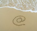 Email symbol draw on beach Royalty Free Stock Photo