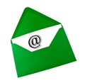 Email symbol in green envelope Royalty Free Stock Photo