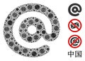 Email Symbol Mosaic of Covid Virus Elements