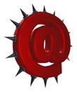Email symbol with prickles
