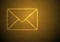 Email symbol shape Particle Geometric Bokeh circle dot pixel pattern, You got mail concept design gold color illustration on brown Royalty Free Stock Photo