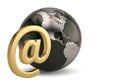 Email symbols and globes isolated on white background. 3D illustration. Royalty Free Stock Photo