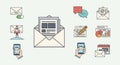 Email-themed illustration featuring icons like an Royalty Free Stock Photo