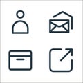 email ui line icons. linear set. quality vector line set such as new window, archive, mails