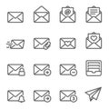Email Vector Line Icon Set. Contains such Icons as Inbox, Letter, Attachment, Envelope and more. Expanded Stroke