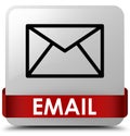 Email white square button red ribbon in middle Royalty Free Stock Photo