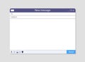 Email window. Mail template with interface. Blank send message in screen of browser. Mockup of new email letter. Design frame with