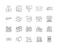 Emails and mails line icons, signs, vector set, outline illustration concept