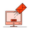 Email illustration. Sending email concept. flat design. Email marketing. Broadcast email. Royalty Free Stock Photo