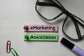EMarketing Association - eMA text on sticky notes isolated on office desk Royalty Free Stock Photo