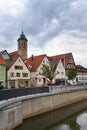 Embankment along the river Neckar in the Nurtingen in southern Germany