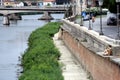 Embankment of the Arno River, on the right bank near Torre Guelfa, Pisa, Italy