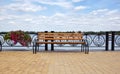 Embankment with bench with view on sea.