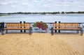 Embankment with benches with view on sea Royalty Free Stock Photo